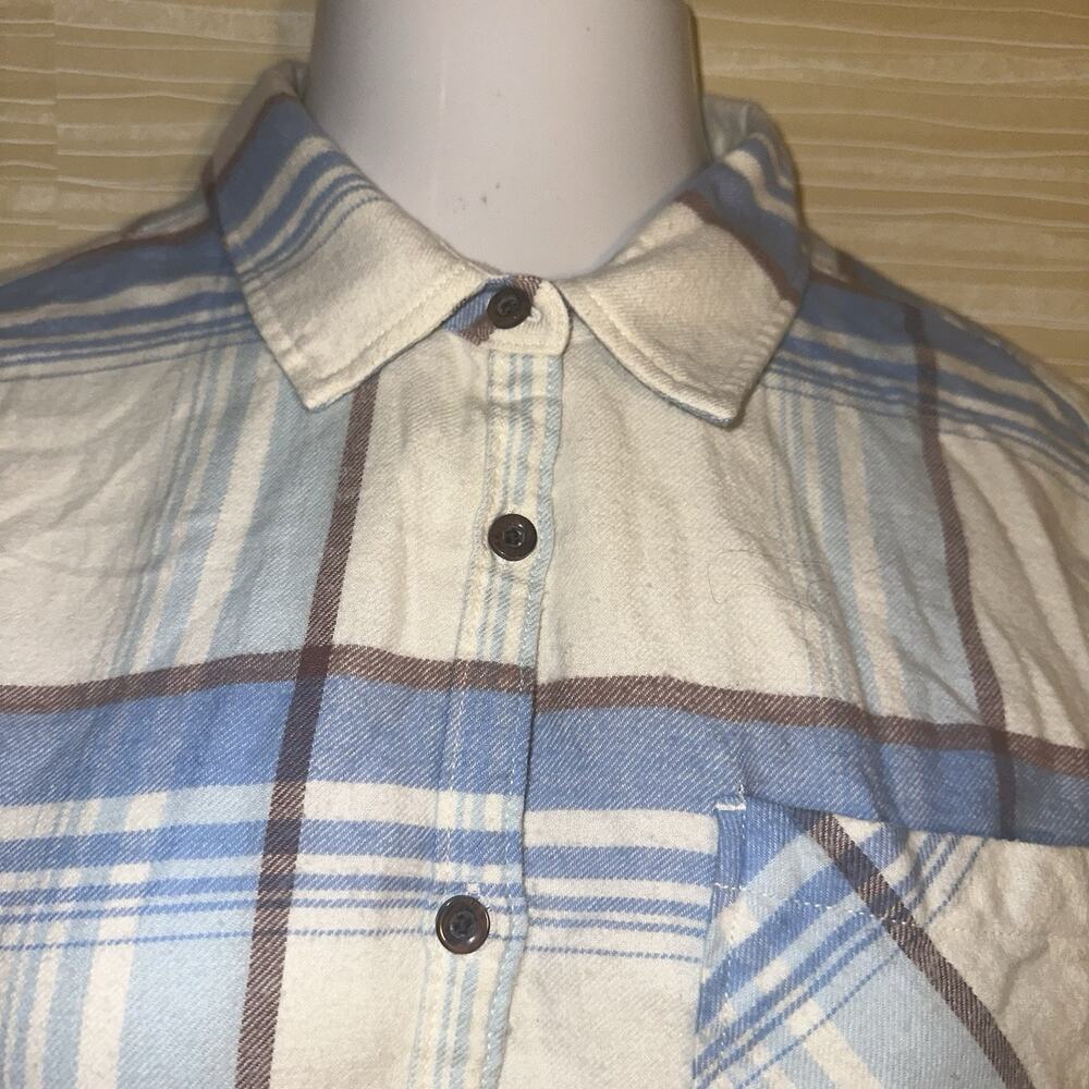 NWT ONEILL Women's Blue & White Plaid Flannel Long Sleeve Shirt M 0622